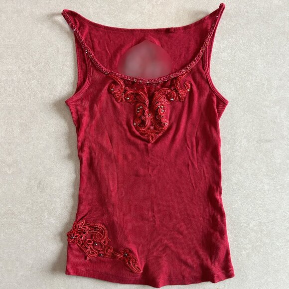 2000s Red Ribbed Embellished Cami ASO Sharpay Evans - Picture 3 of 10
